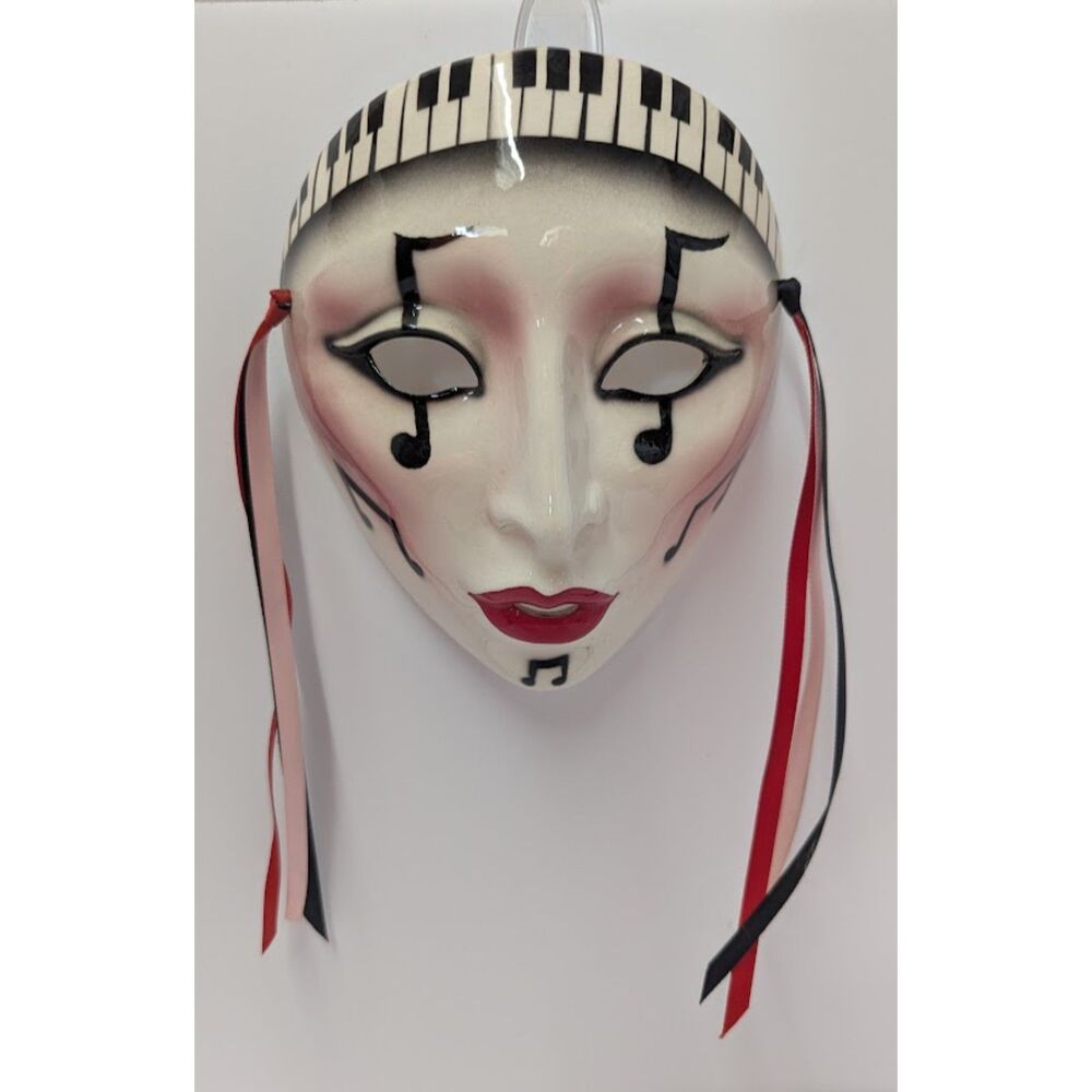 Vintage 1980s Clay Art San Francisco Jazz Fantasy Ceramic Wall Mask Music